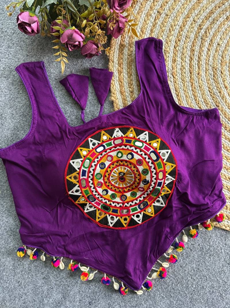 Heavy rayon cotton kutchi mirror blouse