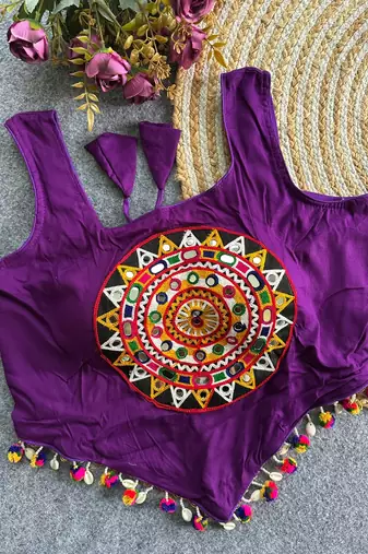 Heavy rayon cotton kutchi mirror blouse