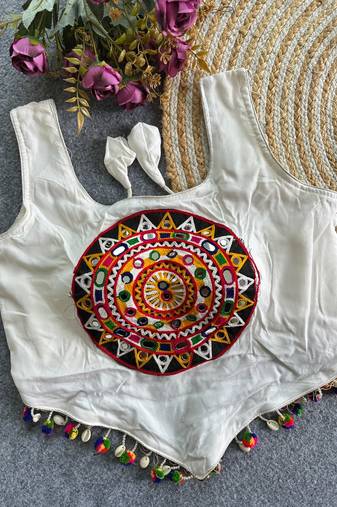 Heavy rayon cotton kutchi mirror blouse