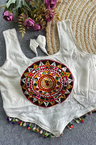 Heavy rayon cotton kutchi mirror blouse