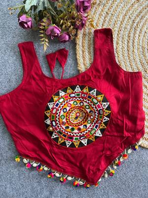 Heavy rayon cotton kutchi mirror blouse 1