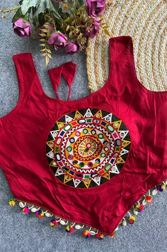 Heavy rayon cotton kutchi mirror blouse
