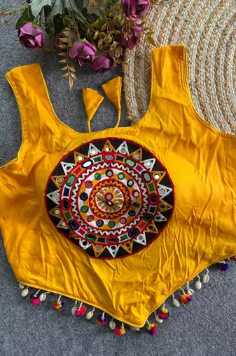 Heavy rayon cotton kutchi mirror blouse