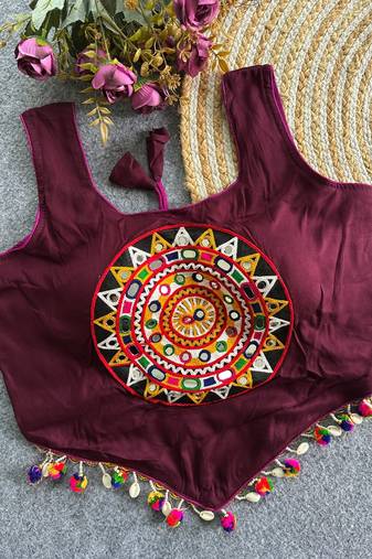Heavy rayon cotton kutchi mirror blouse