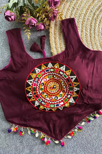 Heavy rayon cotton kutchi mirror blouse