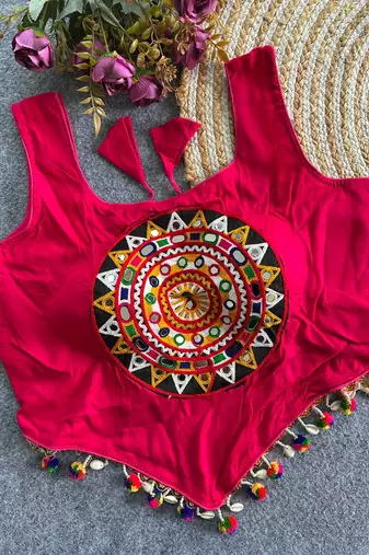 Heavy rayon cotton kutchi mirror blouse