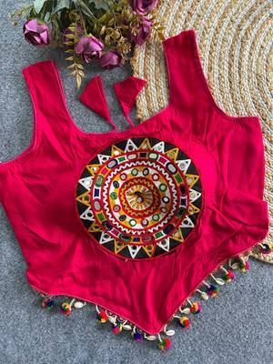 Heavy rayon cotton kutchi mirror blouse 2