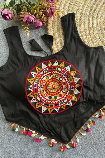 Heavy rayon cotton kutchi mirror blouse