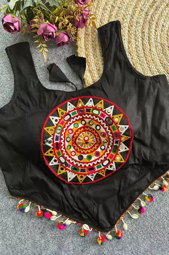Heavy rayon cotton kutchi mirror blouse