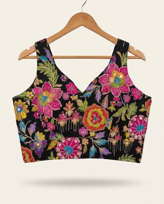 Black position print designer padded blouse 3