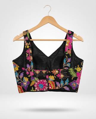 Black position print designer padded blouse 4
