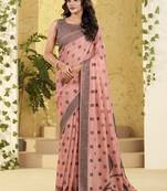 peach linen casual wear saree