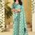 turquoise linen casual wear saree