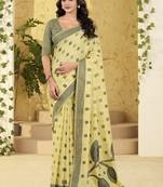 lemon linen casual wear saree