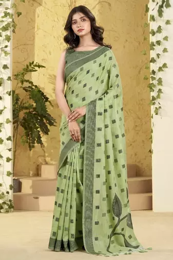 pista linen casual wear saree