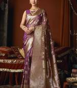 wine jacquard soft rich zari weaving & tassels saree