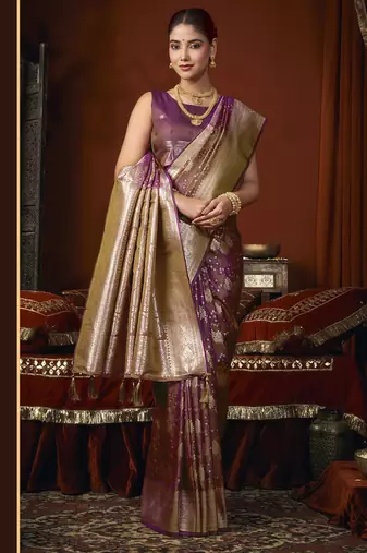 wine jacquard soft rich zari weaving & tassels saree