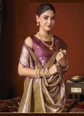 wine jacquard soft rich zari weaving & tassels saree 3