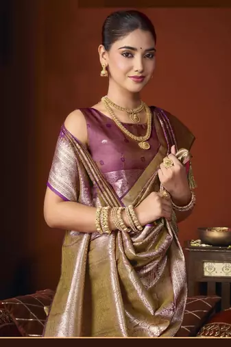 wine jacquard soft rich zari weaving & tassels saree
