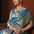 sky blue jacquard soft rich zari weaving & tassels saree