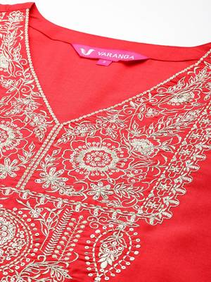Women Floral Embroidered Regular Sequinned Kurta with Trousers & With Dupatta 3