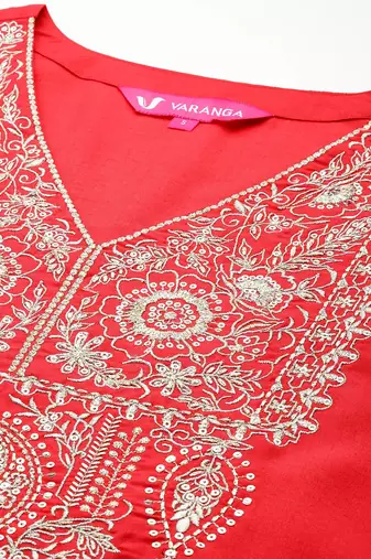 Women Floral Embroidered Regular Sequinned Kurta with Trousers & With Dupatta