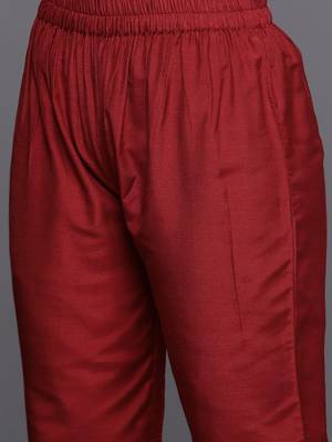 Embroidered Regular Kurta with Trousers & Dupatta 4