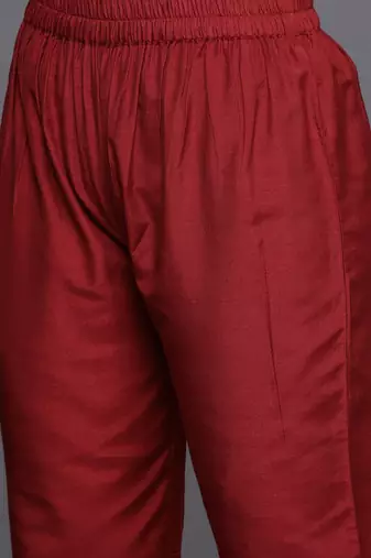 Embroidered Regular Kurta with Trousers & Dupatta