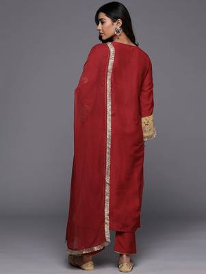 Embroidered Regular Kurta with Trousers & Dupatta 7