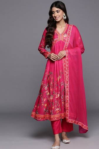 Women Floral Print Empire Kurta with Trousers & Dupatta