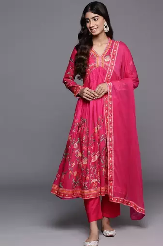 Women Floral Print Empire Kurta with Trousers & Dupatta