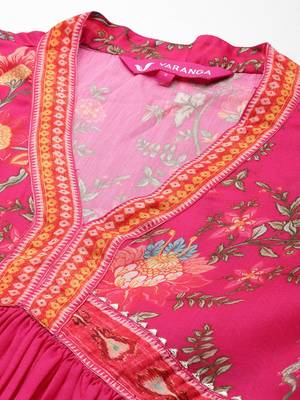 Women Floral Print Empire Kurta with Trousers & Dupatta 2