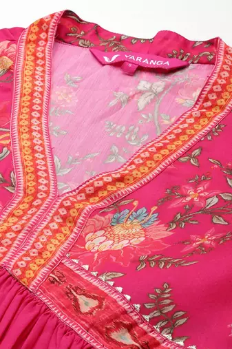Women Floral Print Empire Kurta with Trousers & Dupatta
