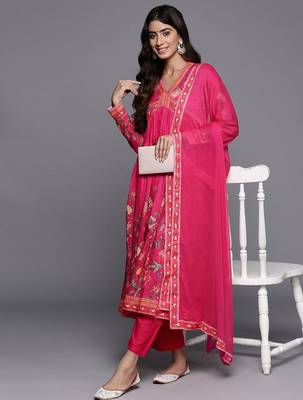 Women Floral Print Empire Kurta with Trousers & Dupatta 7