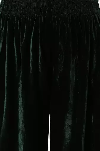 Green Ethnic Motifs Embroidered Velvet Straight Kurta & Palazzos With Dupatta
