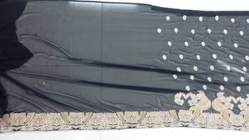 black embroidered georgette saree with blouse 3