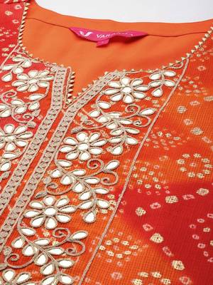 Women Bandhani Printed Kurta With Trousers & Dupatta 3