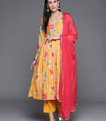 Women Floral Printed Empire Beads and Stones Kurta with Trousers & With Dupatta