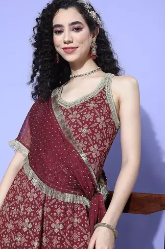 Ethnic Motifs Woven Design Sequinned Kurta with Trousers & Dupatta