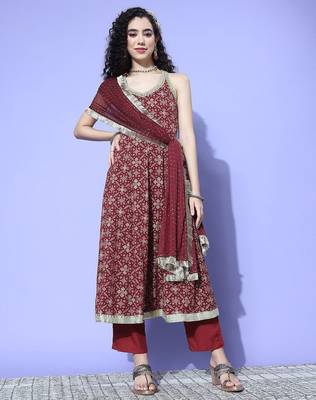 Ethnic Motifs Woven Design Sequinned Kurta with Trousers & Dupatta 3