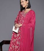 Floral Printed Regular Gotta Patti Pure Cotton Kurta with Trousers & Dupatta