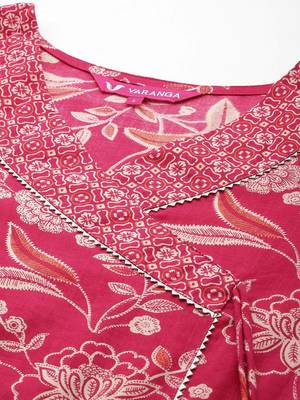 Floral Printed Regular Gotta Patti Pure Cotton Kurta with Trousers & Dupatta 2