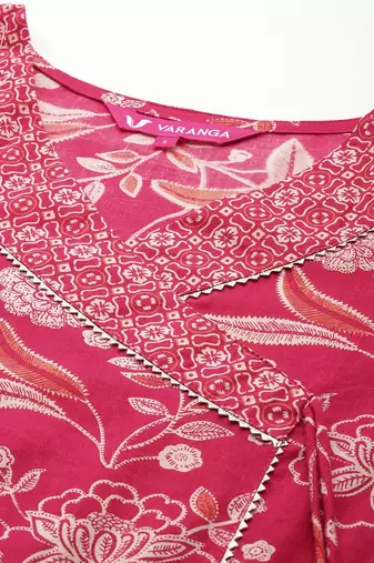 Floral Printed Regular Gotta Patti Pure Cotton Kurta with Trousers & Dupatta
