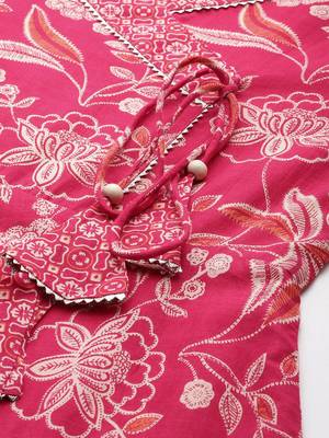Floral Printed Regular Gotta Patti Pure Cotton Kurta with Trousers & Dupatta 9