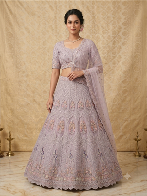 purple embroidered lehenga choili  1