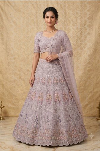 purple embroidered lehenga choili 