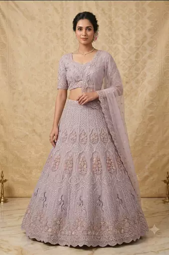 purple embroidered lehenga choili 