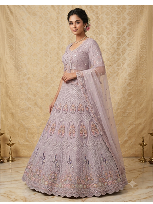 purple embroidered lehenga choili  2