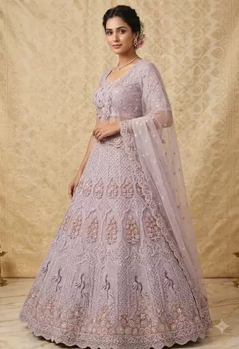 purple embroidered lehenga choili 