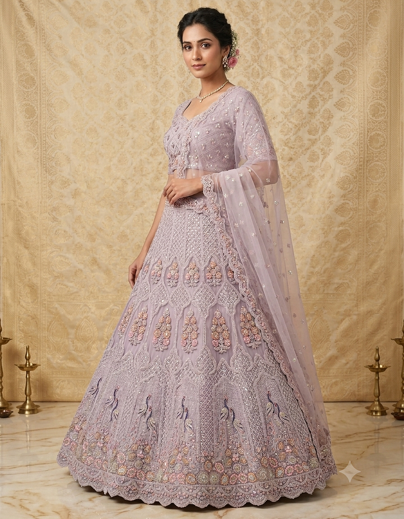 purple embroidered lehenga choili 